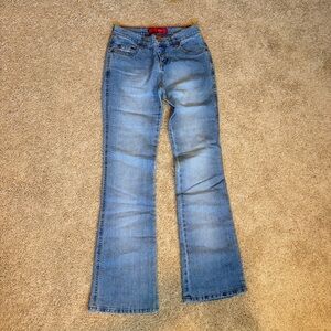 Vintage GLO Jeans Y2K Flare Leg Denim Polka Dot Lining Junior Size 3 Low Rise